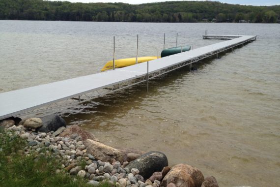 boat dock with kayaks