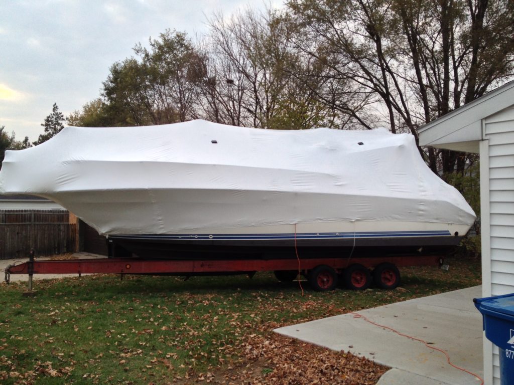 sailboat shrink wrapped